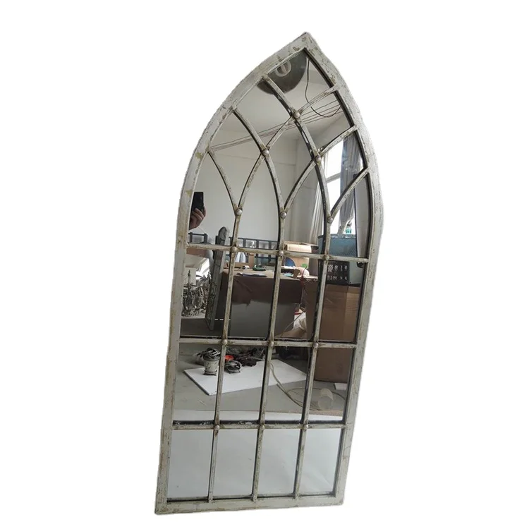 Vintage Arch Wrought Iron Stand Large Antique Decoration Wall Mirror