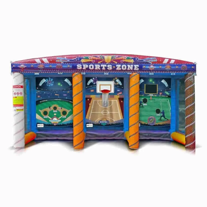 inflatable Baseball, basketball, and football 3-in-1 carnival games 3 in 1 Sports Zone Party rental equipment