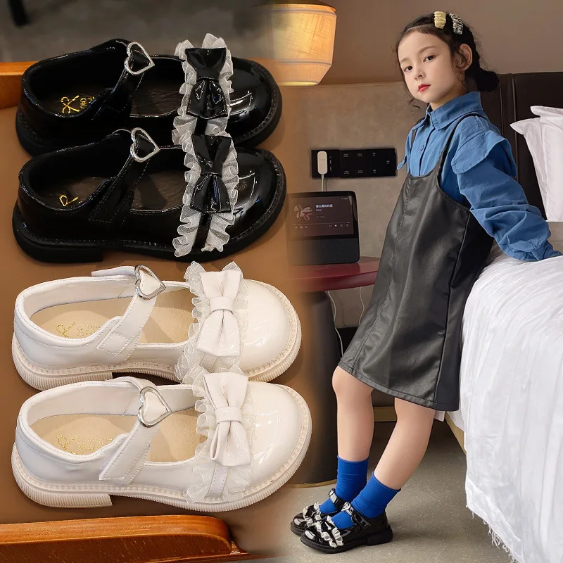  2021 Bowknot Campus Shoes For Girls Wholesale Custom Leather Kids Girl Soft Comfortable Princess Performing