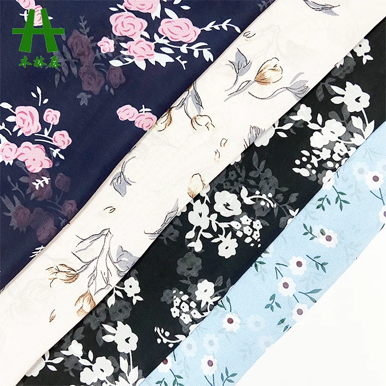 Mulinsen Textile Flower Printed 75D Satin Chiffon Dress Fabric Online