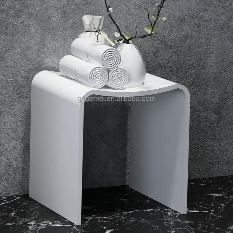 Italian designed solid surface stool artificial stone shower bench stool