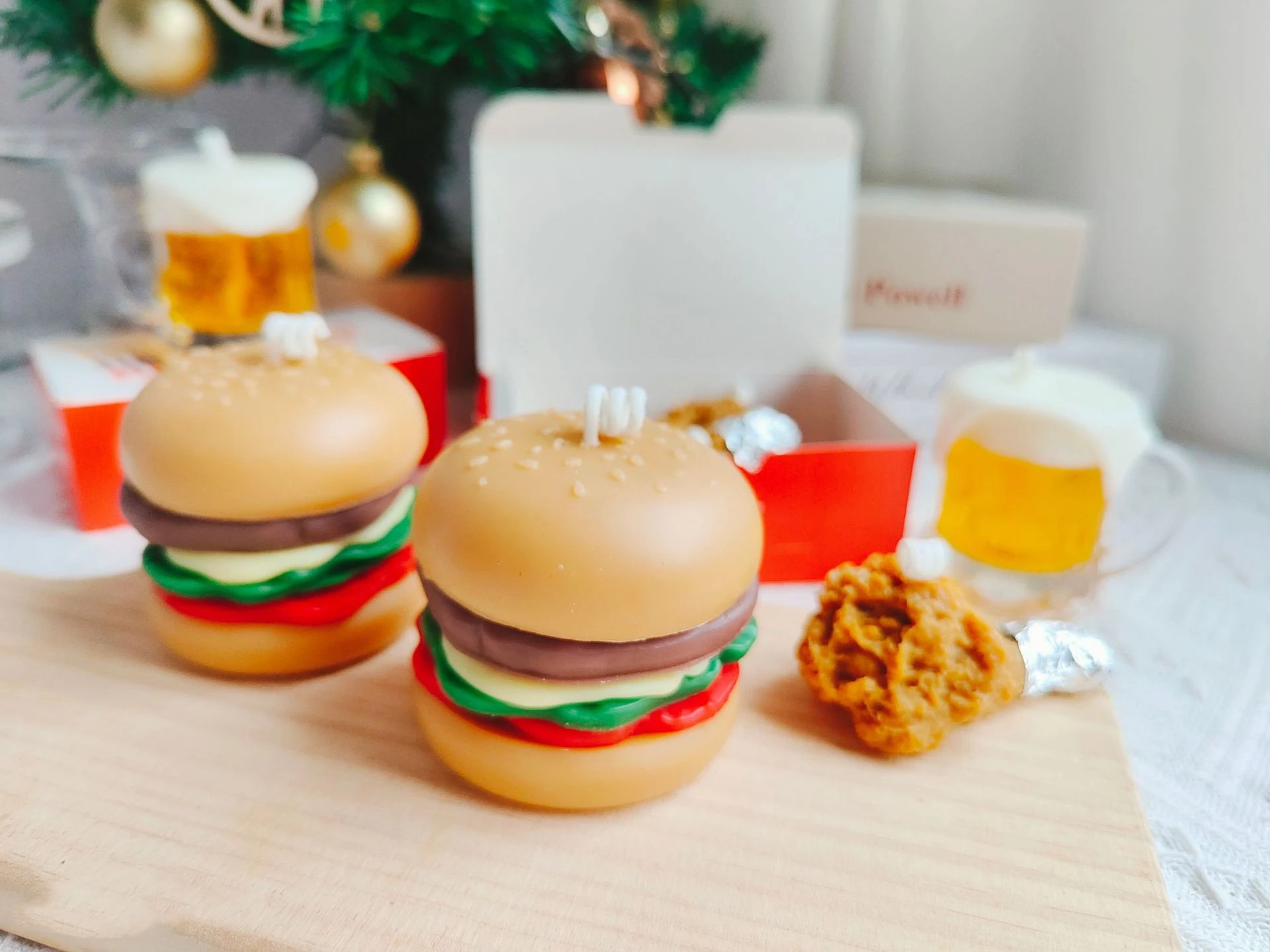 V241 Wholesale Scented Beer Candles Fried Chicken Aromatherapy Food Candle Soy Wax Burger Candle For Birthday Party Gift