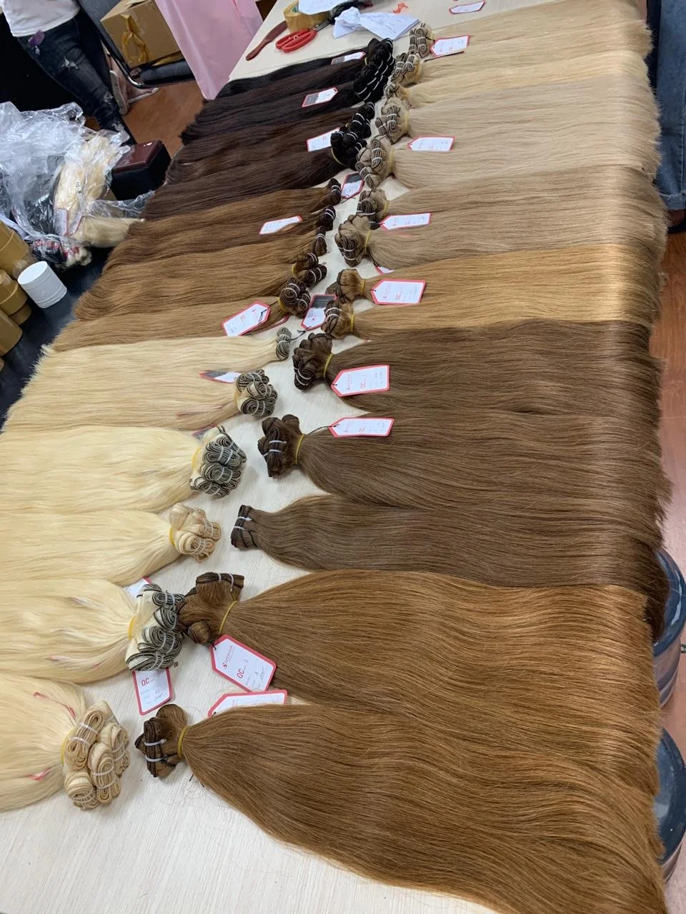 
100% Virgin Cuticle Aligned Human Hair Extension,virgin human hair wholesale double drawn quality, straight hair machine sewing 