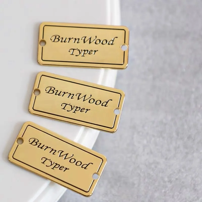 Wholesale Custom Garment Bag Accessories Plate Oem Gold Metal Brand Logo Clothing Label Name Tag