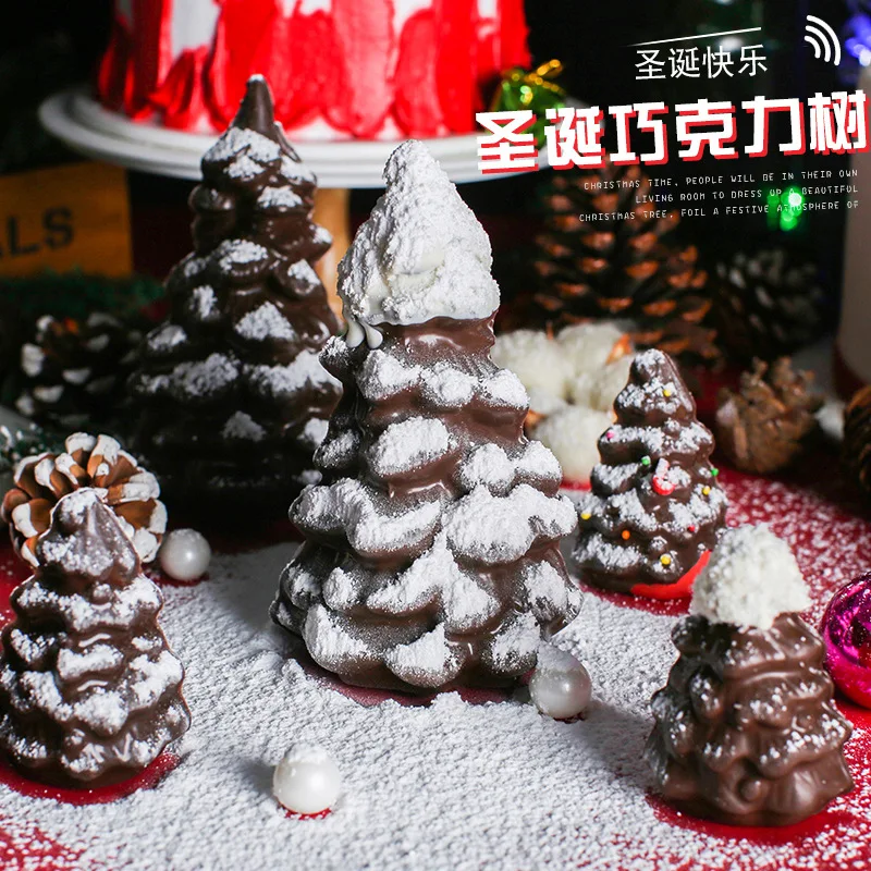 Chocolate Christmas Tree Mold Christmas 3D Three-dimensional Cartoon Pine Tree Cake Dessert Decoration diy Baking Grinding Tool