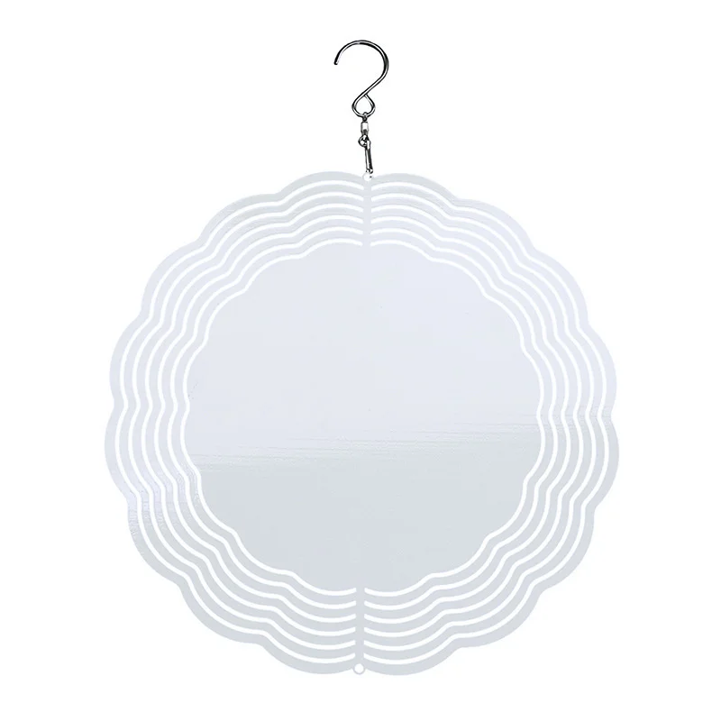 USA warehouse 8 inch round double side metal aluminum white plain sublimation wind spinner for garden decoration