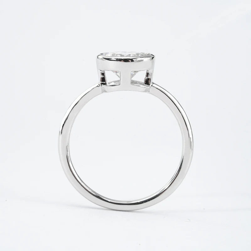 Starsgem Classic Jewelry Bezel Set S925 Sterling Silver Ring Round Cut Moissanite Diamond Solitaire Engagement Ring