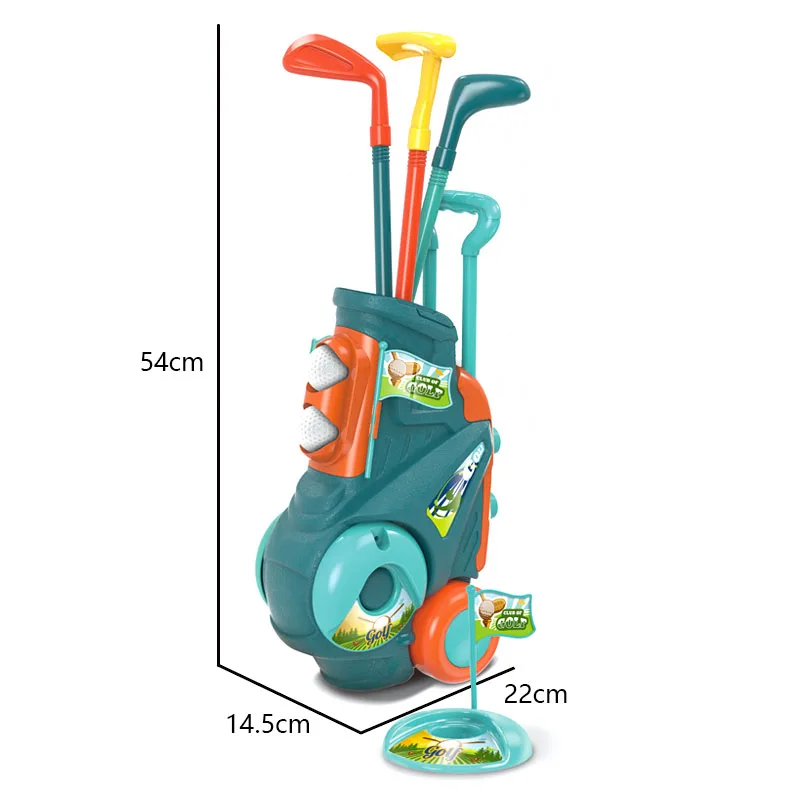 Outdoor Kids Golf Clubs Cart Toys Cartoon Play Portable Golfer Cart Toys Set Kids Golf Toys