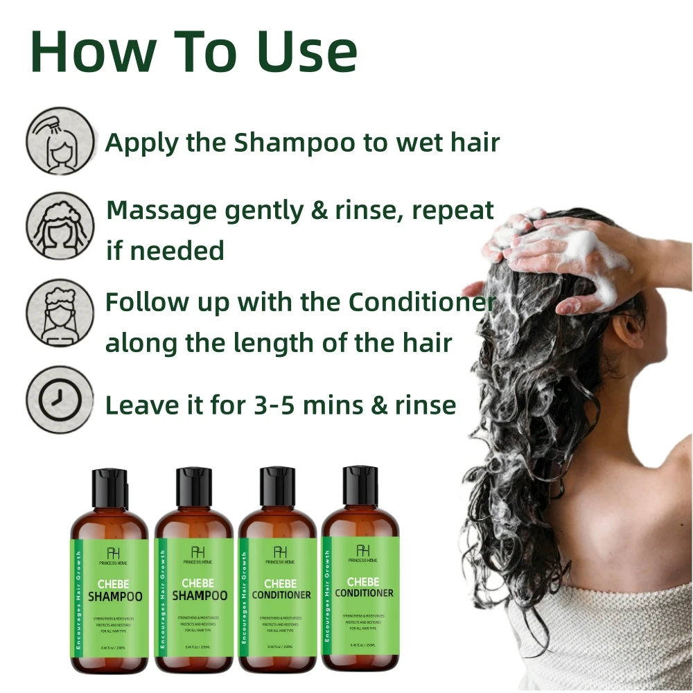 OEM Factory Price Natural Chebe Powder Restore Damaged Hair Regrowth Chebe Shampoo and Conditioner Sulfate Free For Men & Women