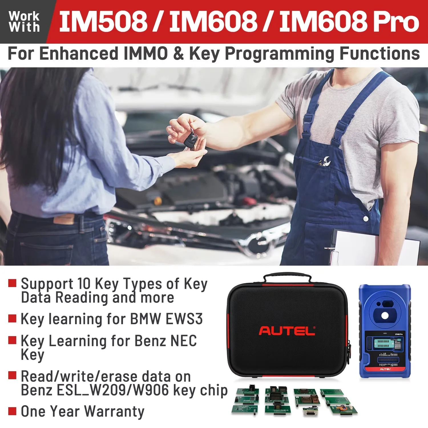 Autel IMKPA Key Programming Accessory, Programming Adapters Kit for IM508, IM608, Enhanced IMMO & Key Programming Function