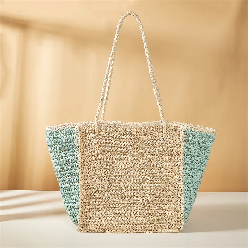NY 2022 new design summer high quality handmade crochet women soft beach travel handbag paper straw shoulder bags