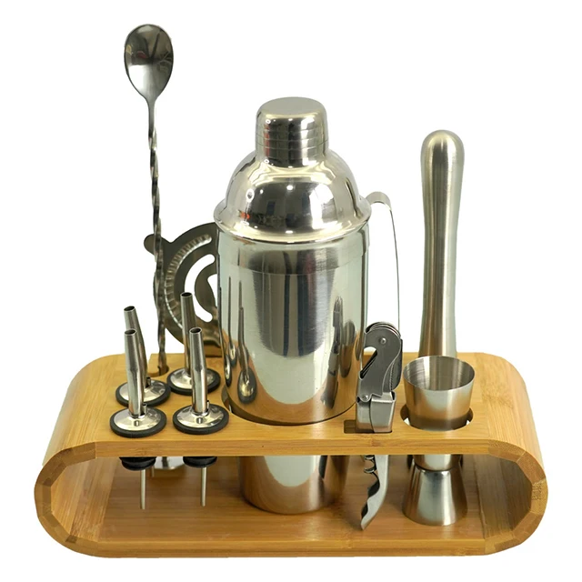 
Custom Stainless Steel Boston Cocktail Shaker Set With Stand Bar Tools Kit 