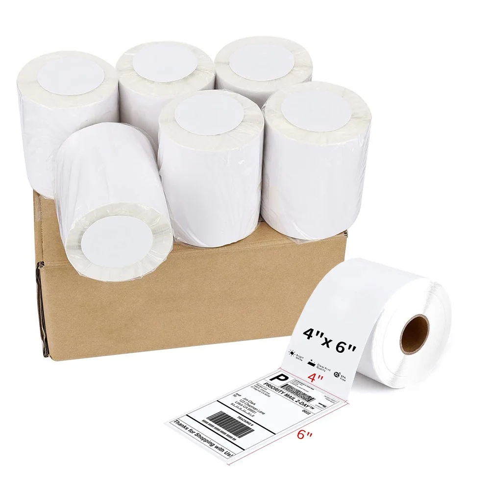 500pcs/Roll Waterproof A6 Logistics Waybill Sticker 100x150mm Direct Thermal Shipping Label Adhesive Paper 4x6 Kertas Label