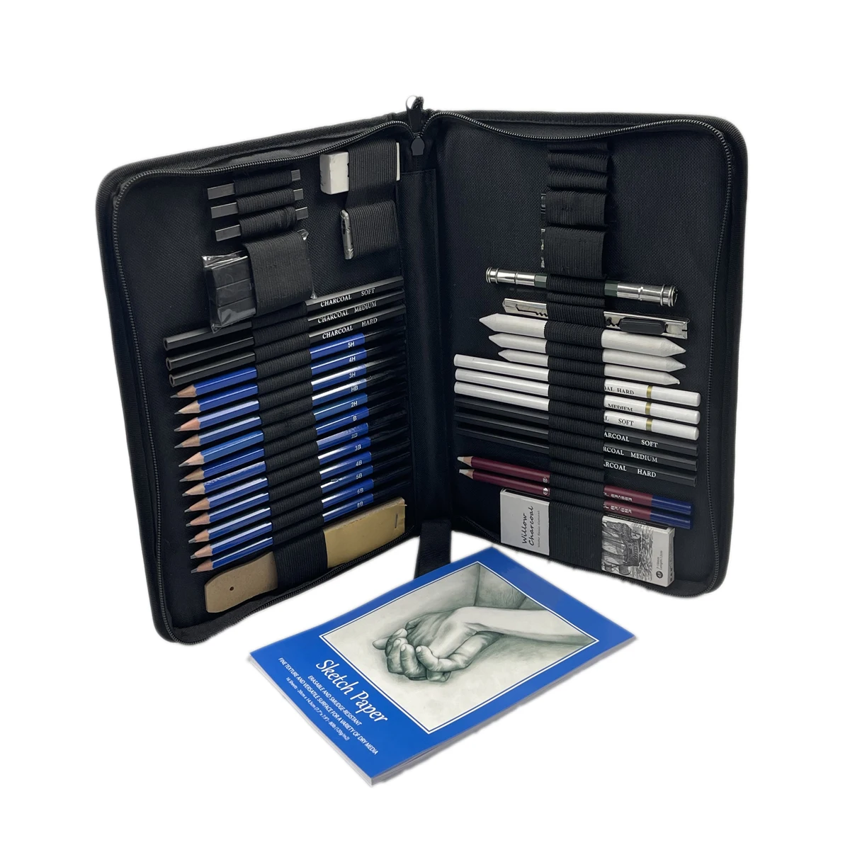 Colorworld 45 pcs Professional Artist Sketching Charcoal pencil Set for Sketching and Drawing pad for artist