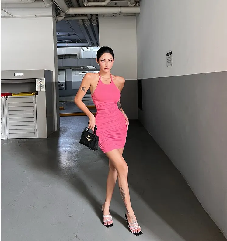 Pashasunshine OEM Sexy Dress Summer Women Sport Dress Cherrykeke Hot Pink Workout Dress For Young Girls