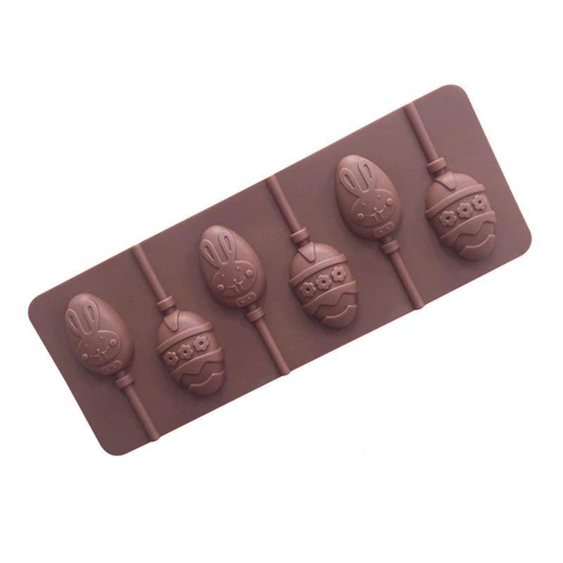 917 6 cavity Easter egg rabbit shape silicone mold for lollipops lollipop candy mold diy hand make bpa free resin silicone