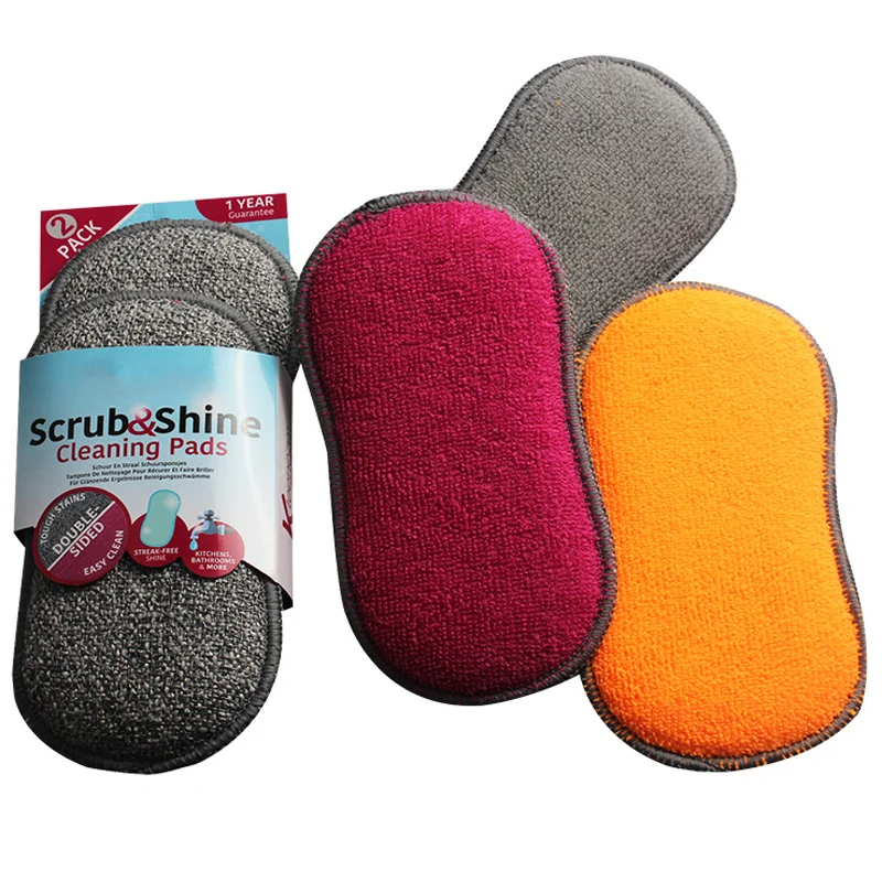 New Style Microfiber Sponge Household Kitchen Dish Wash Scrub Shine Cleaning Pads