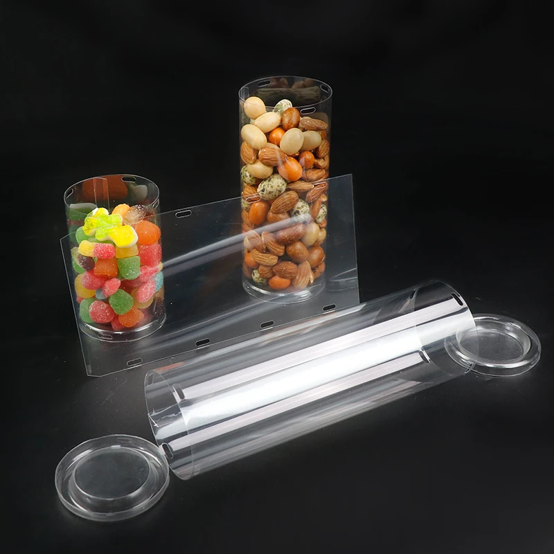 Flat Clear Round Container Plastic Cylinder Tube Packaging For Fresh Premium Blueberries