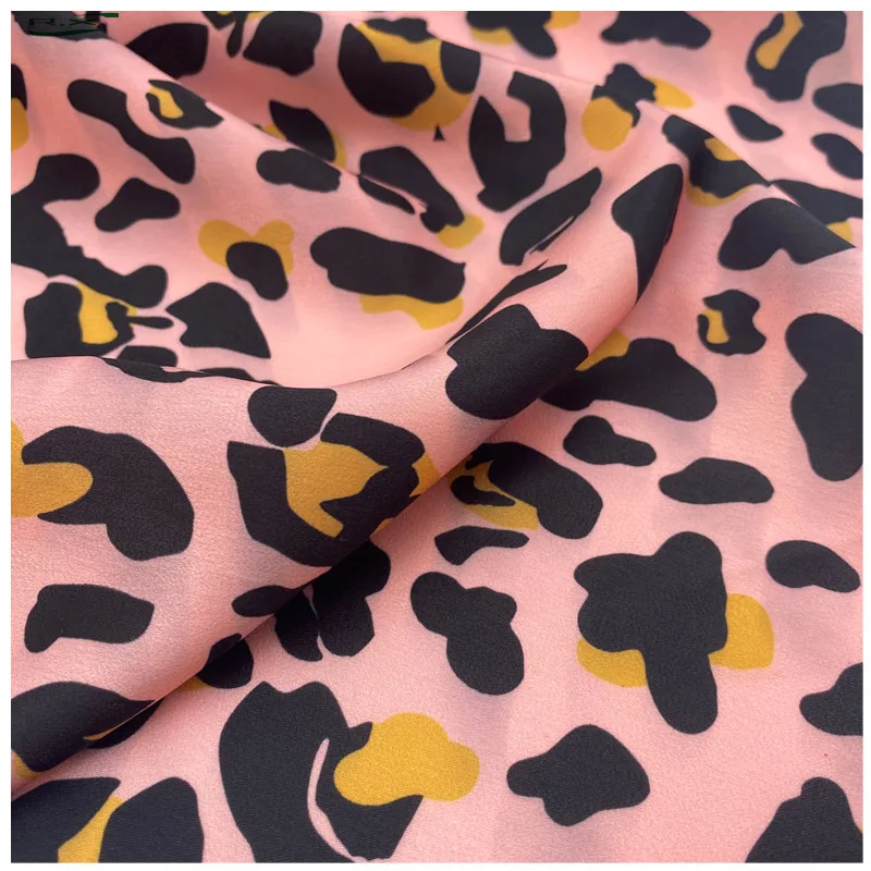 Custom wholesale High quality polyester luxury leopard digital print matte satin fabric for dress