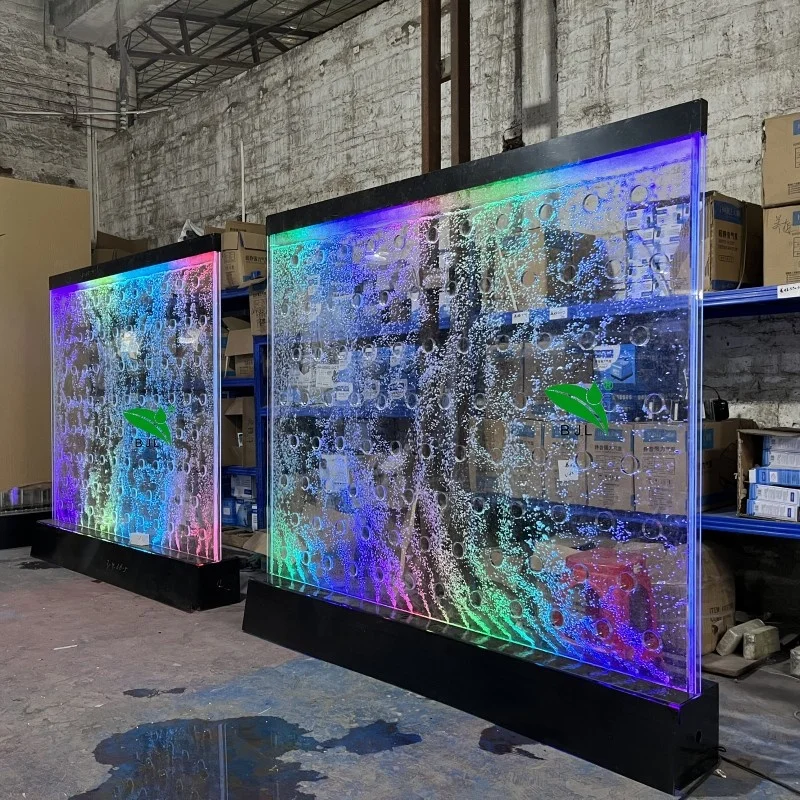 modern room divider led rainbow color acrylic bubble water wall water fountain indoor home decoration