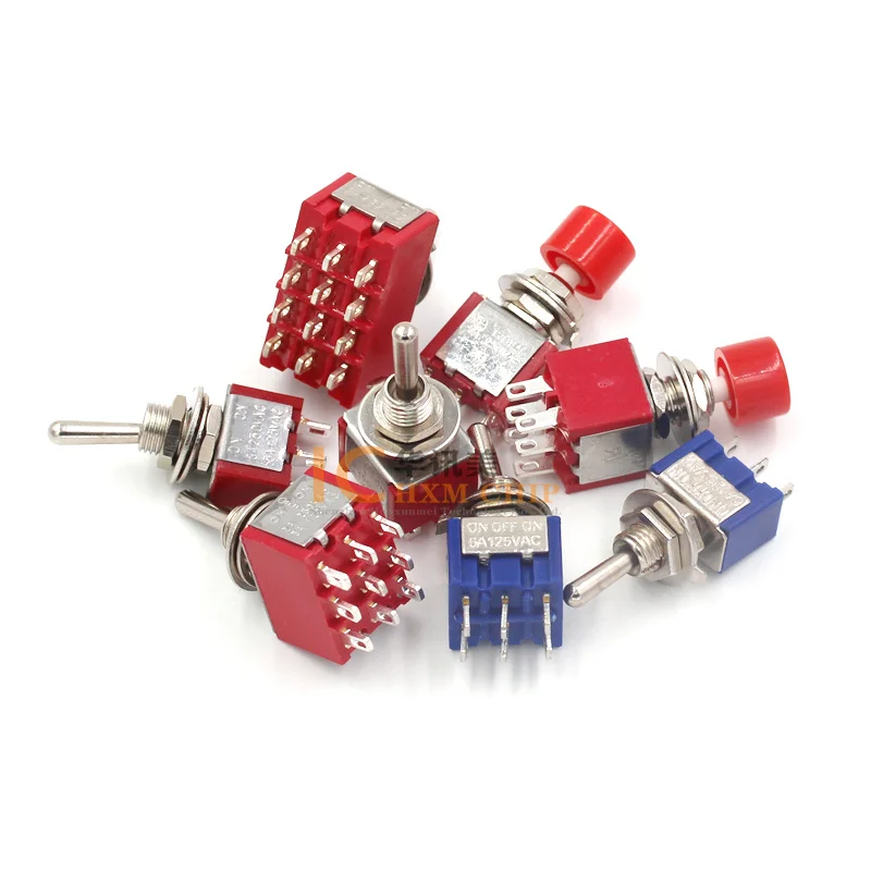 MTS-202 6 Pin 2 Position Toggle Switches ON-ON DPDT Mini Toggle Switch 6A/125V 3A/250V