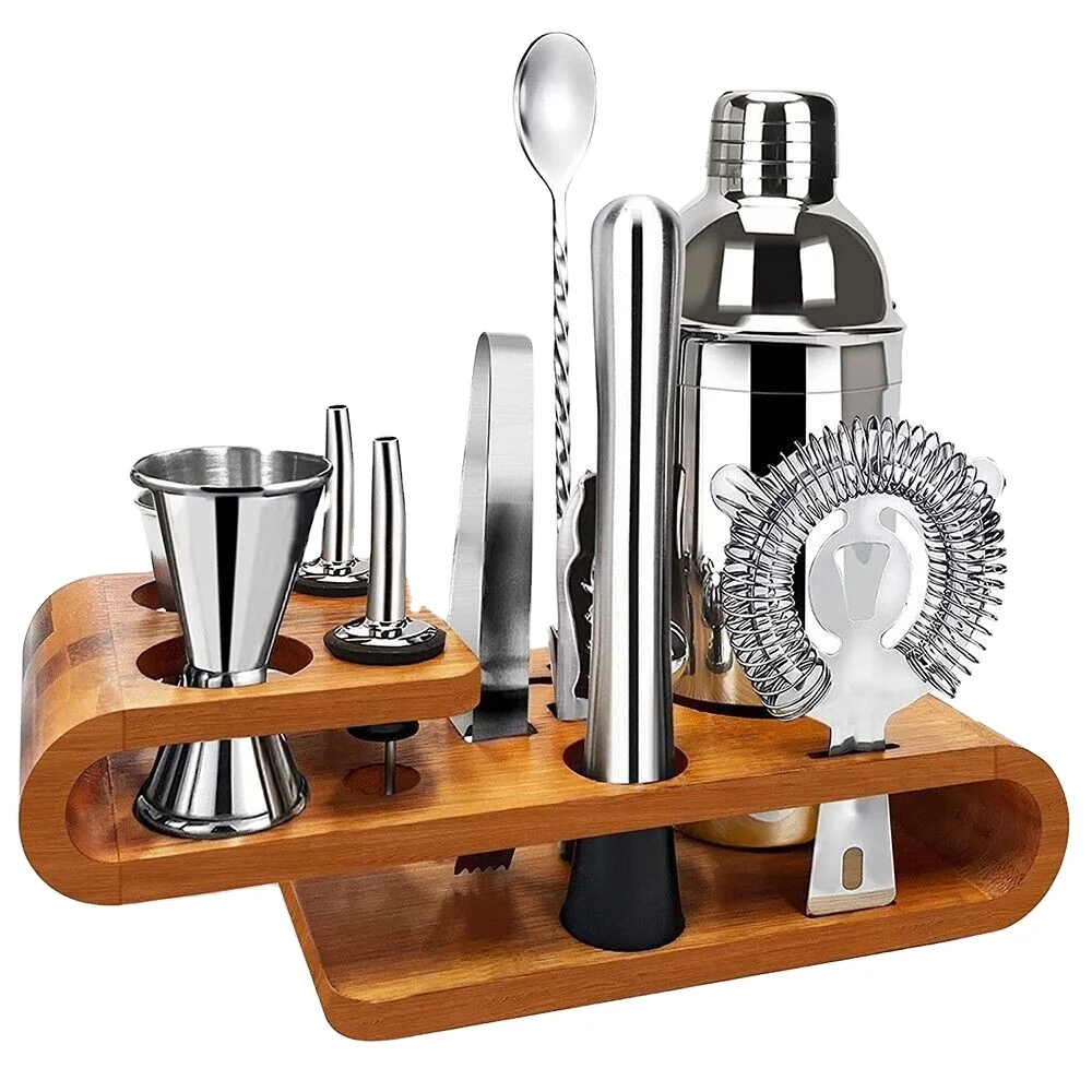 Custom Premium Brushed Bartender Set Cocktail Shaker Set Copper Coated Stainless Steel Rod Cocktail Making Machine Set