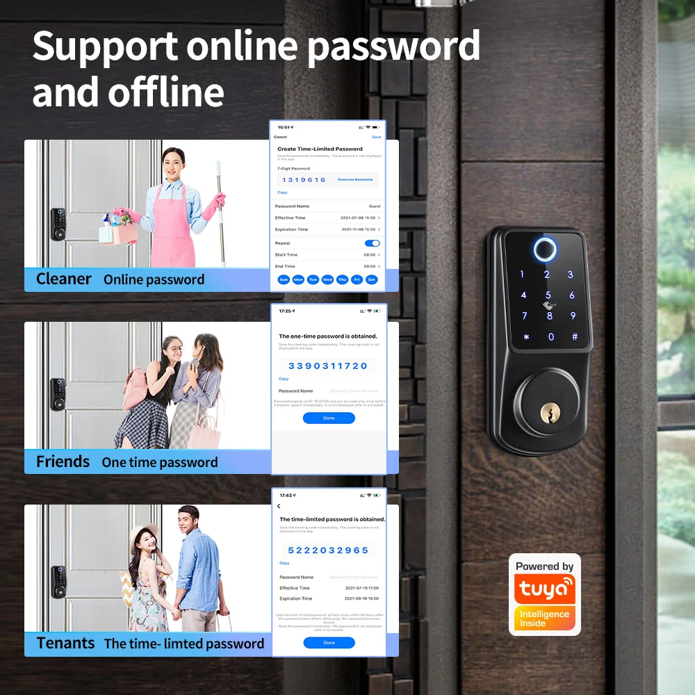Умный дверной замок SmartLife с поддержкой приложения Tuya Bluetooth без ключа со сканером отпечатка