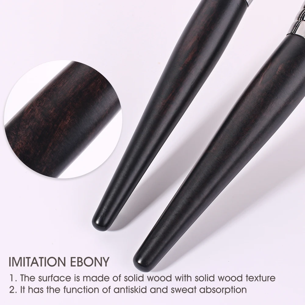  BEILI Natural Black color wood handle makeup brush set 13pc Powder Foundation Goat Pony Synthetic hair private