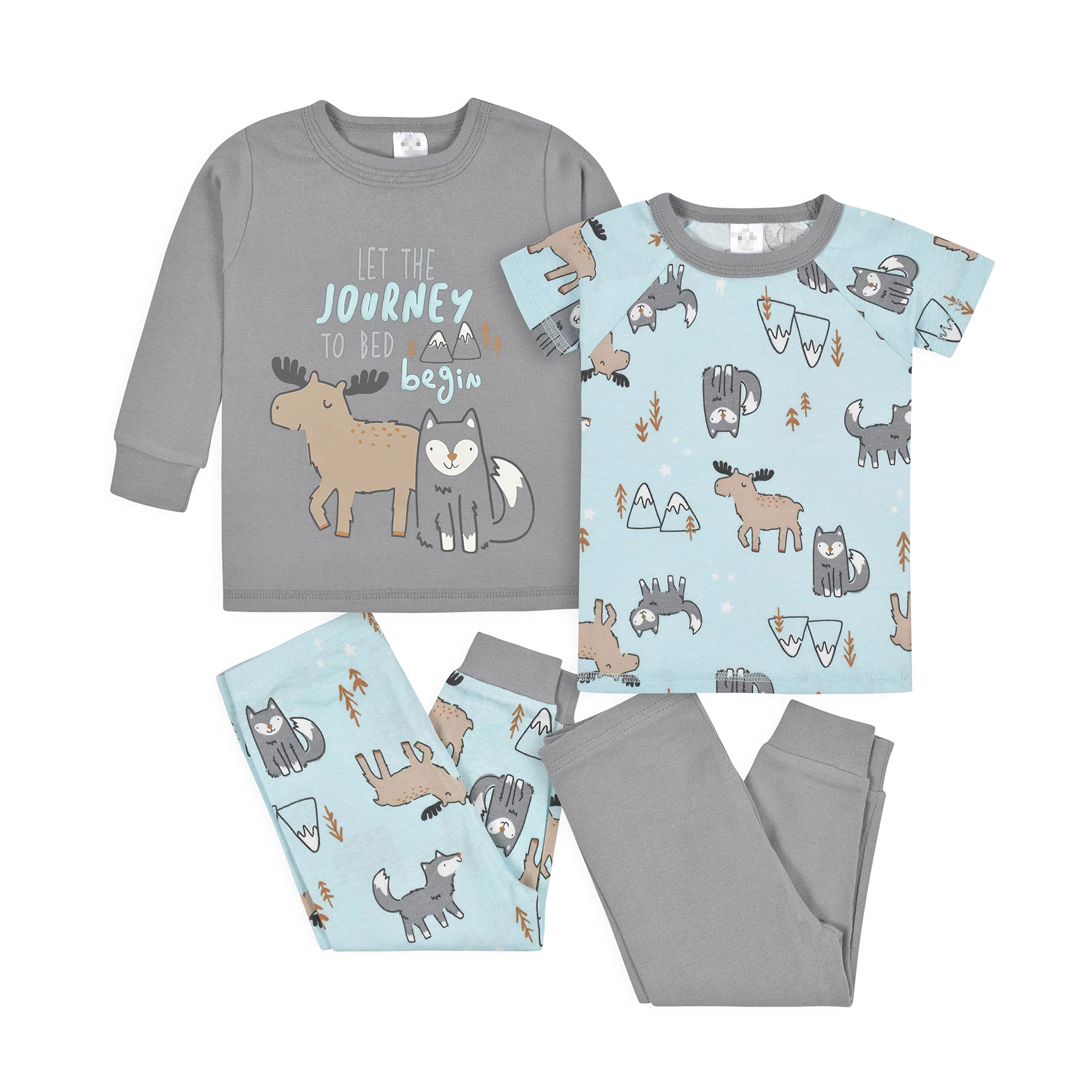 2024 New Fashion Bamboo Cotton Material  Pattern Customized Two Piece Sleepwear Short Sleeve Baby Kids Pajamas Set