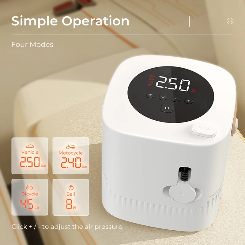 Portable Air Pump For Car Wheel Tire Home Bike Inflator Vacuum Digital Smart Pressure Car Air Pump