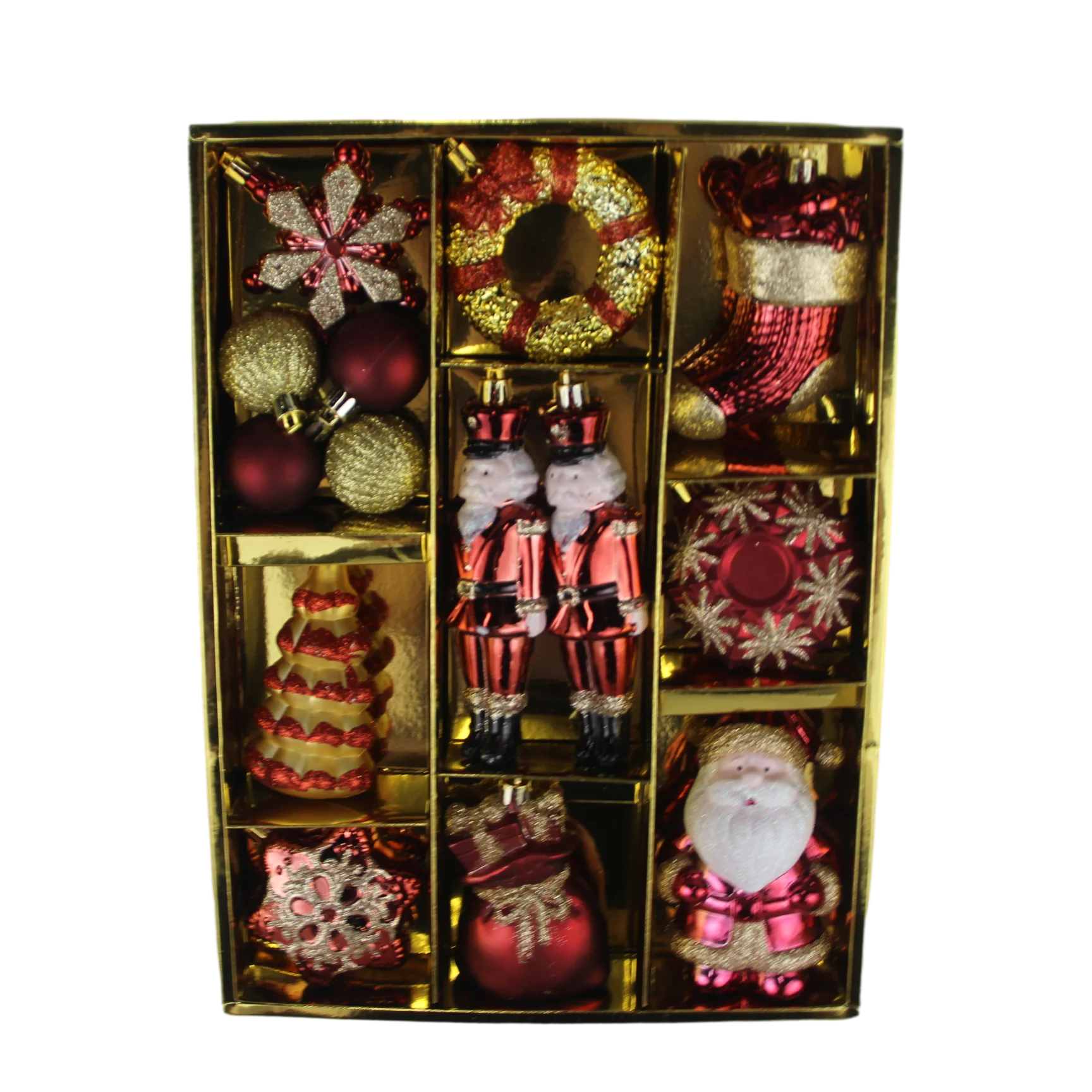 Senmasine Red Diy Hanging Decoration Snowman Soldier Penguin Doughnut Snowflakes Ornaments Christmas Ball Set