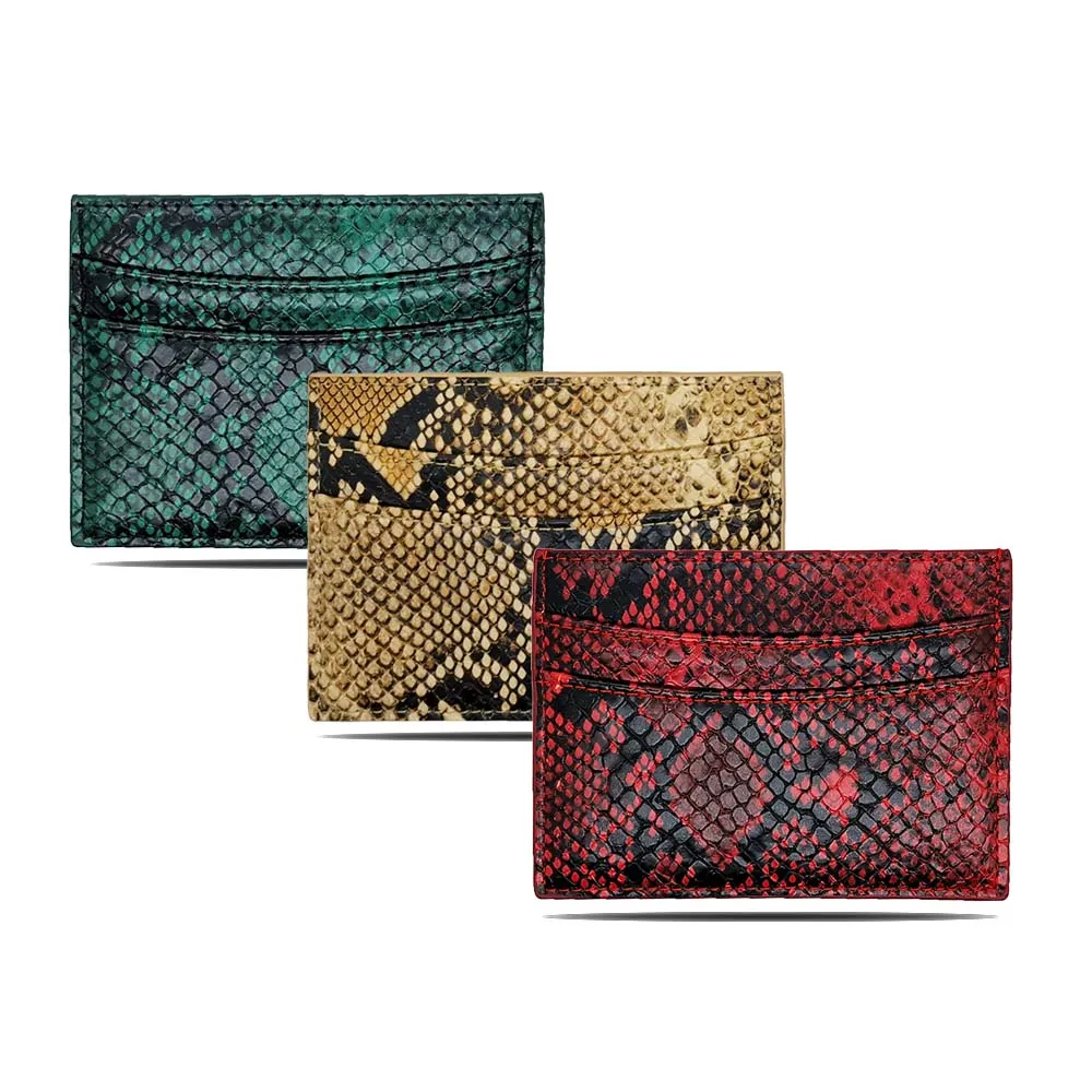 2020 Slim Portable Personalized Travel Wallet RFID Blocking Python Leather Credit Card Holder