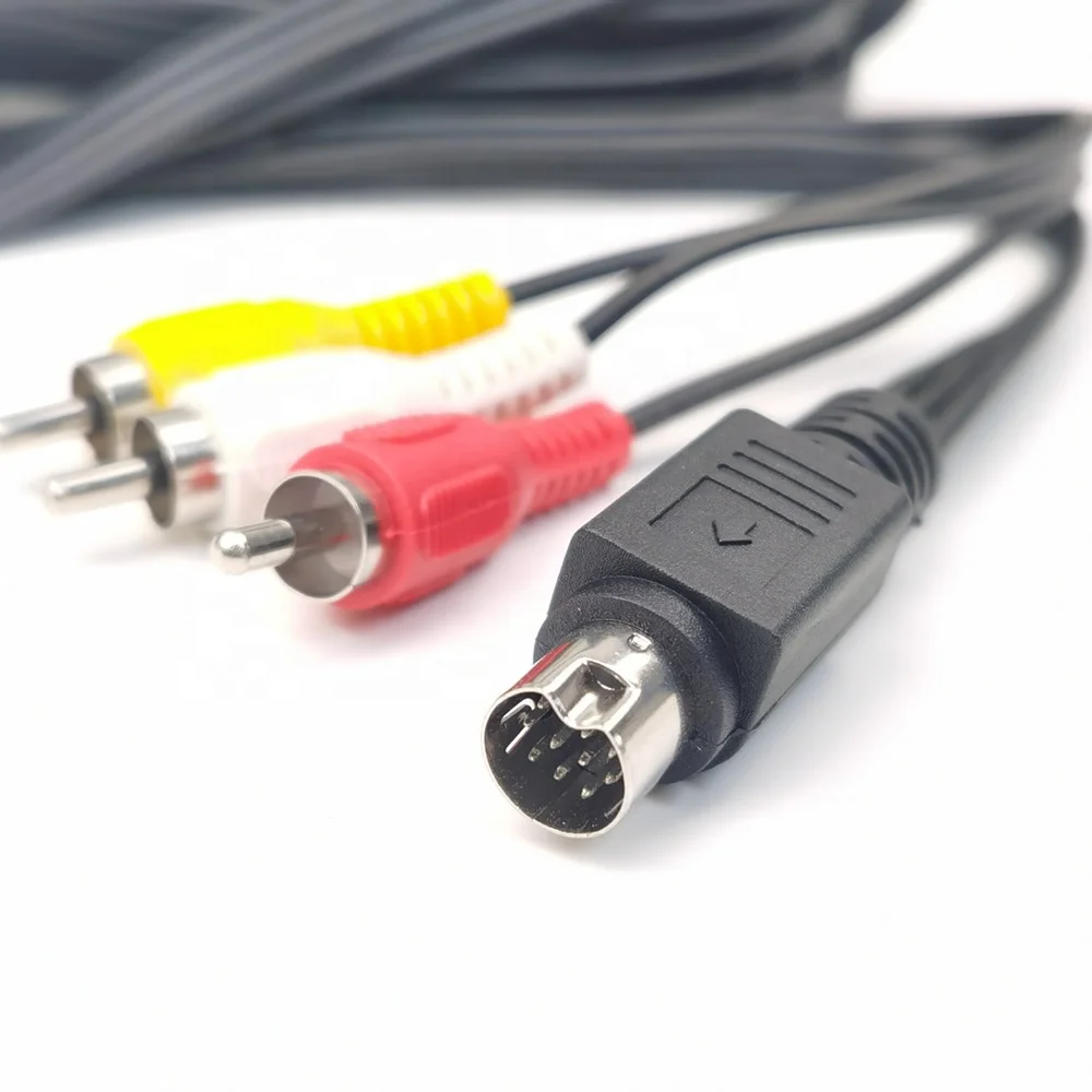 3RCA to 10 Mini Pin DIN Audio Video Cable