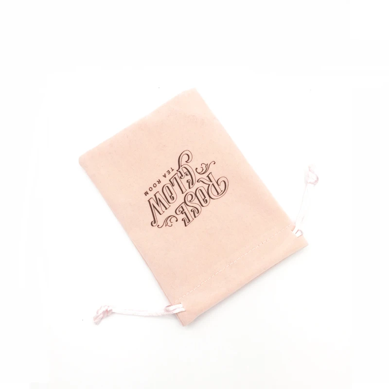 custom printed baby pink drawstring jewelry pouch pale pink velvet pouch fancy light pink bag jewellery pouches with logo