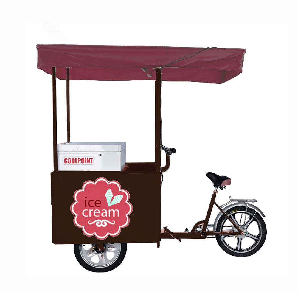 ice cream cart tricycle bike with solar freezer 158 liters