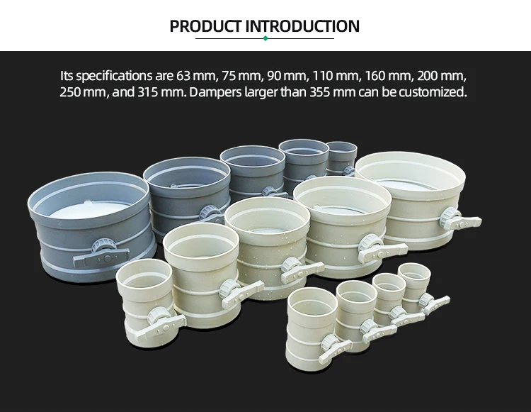 pp plastic pipe fittings air flow control valve for ventilation