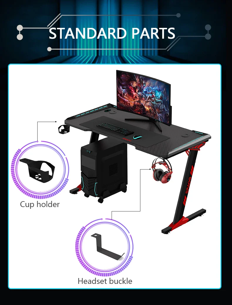 AOR ESPORTS Amazon Hot Selling Iron Metal Wooden Cherry Color Computer desk