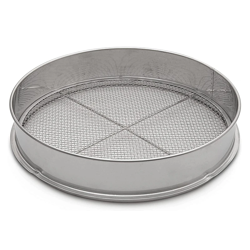 1 Garden Sieve with 5 interchangeable mesh  Garden Potting Mesh Sieve Sifting Pan Mix Soil Filter Stainless Steel Riddle