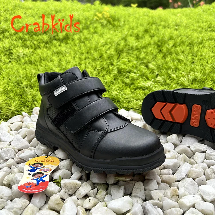 Crabkids Sneakers Casual Boy Soft Leather Sole Kids Middle For Sports Tennis Shoes School Children Shoe Black Kid Sneaker