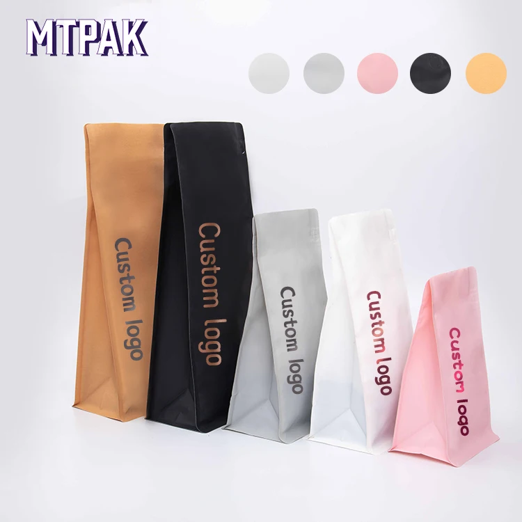 100% recyclable custom logo printed zip lock coffee bean bag with valve