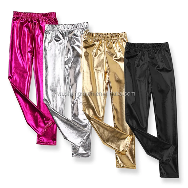 Wholesale Baby Girls Pu Leather Leggings Solid Colors Low MOQ Kids Children Bright Slim Pants