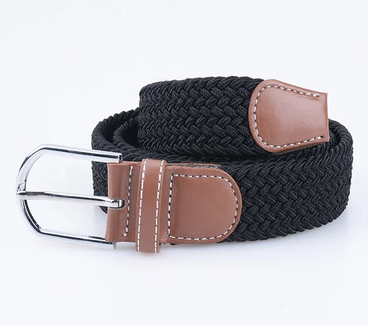 Custom Unisex Men Casual Knitted Fabric Woven Braided Elastic Stretch Belt for Women Jeans Multi-color