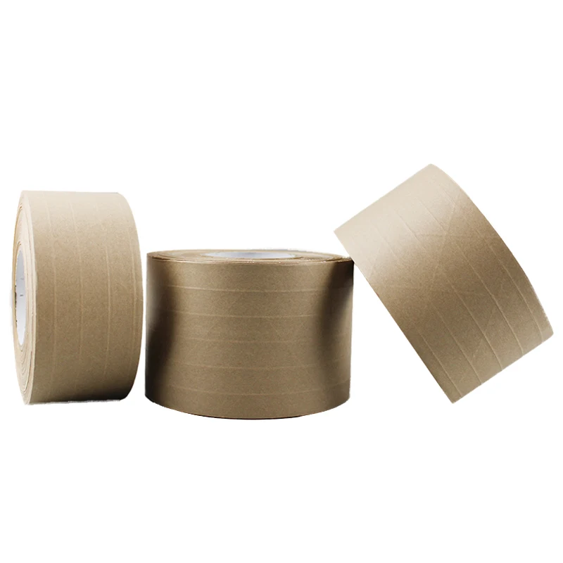 Customized Eco Packing Adhesive Gummed Tape Water Activated Brown Acrylic Reinforced Kraft Paper Tape