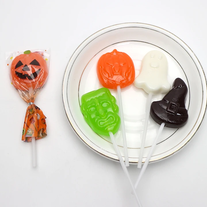 Halloween candy cartoon pumpkin ghost shapes lollipop sweet candy