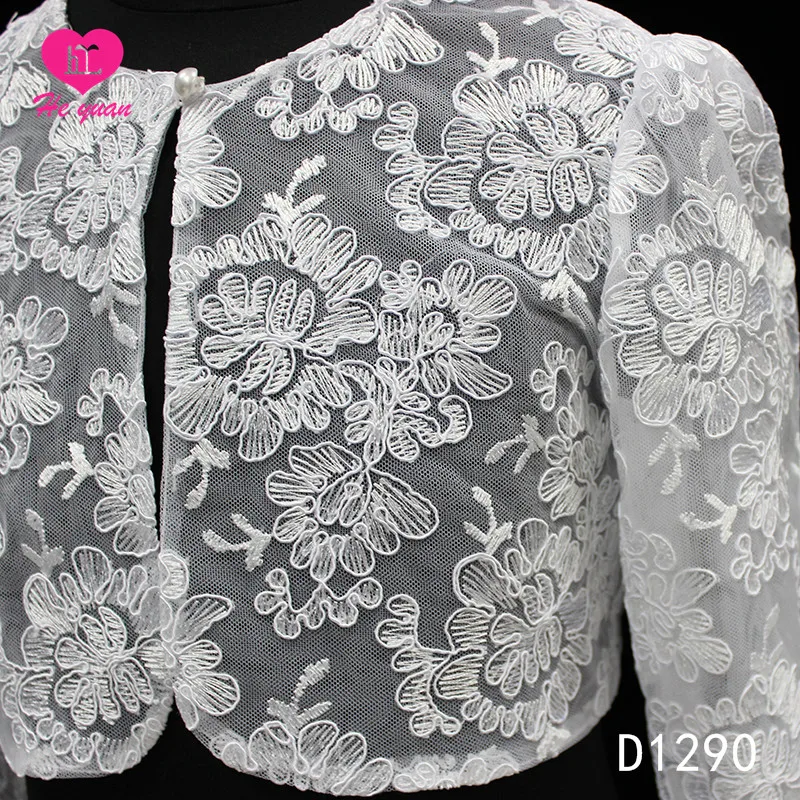 D1290  Dress shawl Advanced Embroidery Lace Jacket/Bolero Pattern of flower for Wedding Bride or Flower Girl Dress shawl