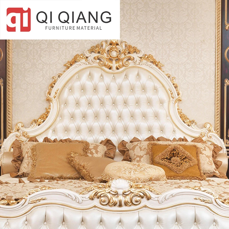 French Carved Wedding Bed Neoclassical Palace Princess Bed for Master Bedroom Double Bed