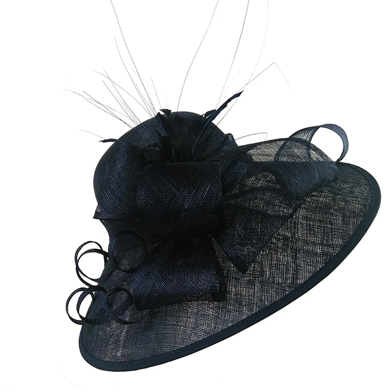 Женская летняя шляпа для церкви с цветами и перьями