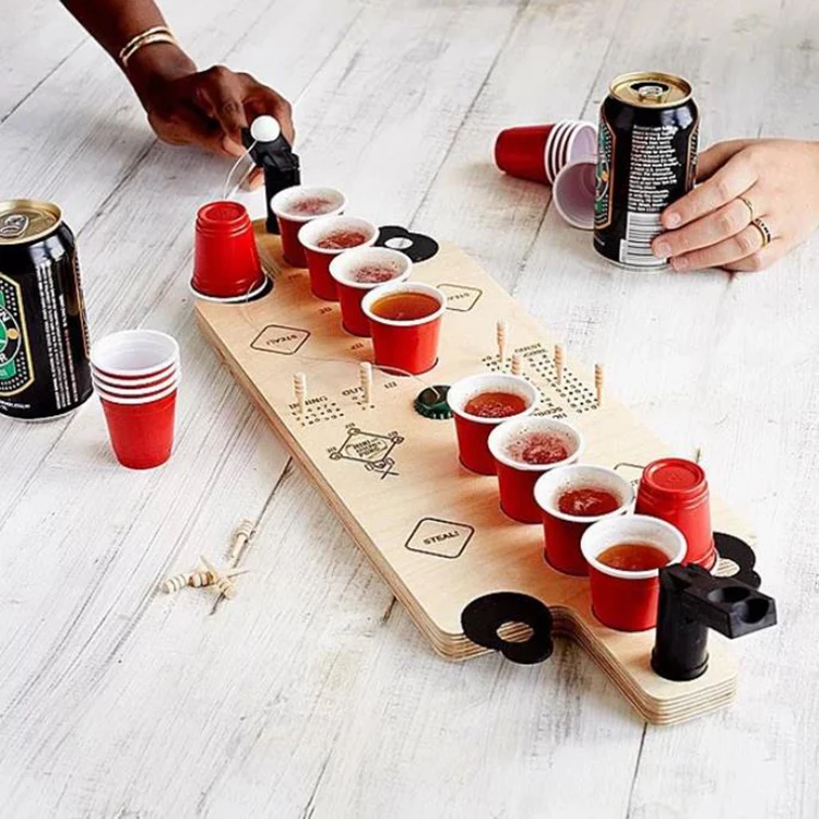 Bar Pub Games Desktop 2-In-1 Party Baseball Beer Pong Wooden Drinking Game For Adults