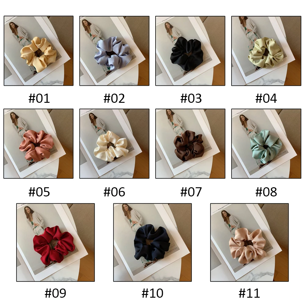 Korean style solid color satin simple hair ring Girls buns scrunchy hair band Fashion curly soft children hair ties accessories