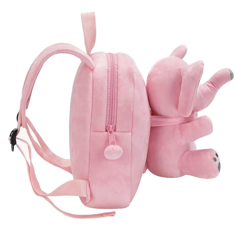 Custom Logo Cute 3D Cartoon Elephant Mini School Kids Animal Plush Backpack